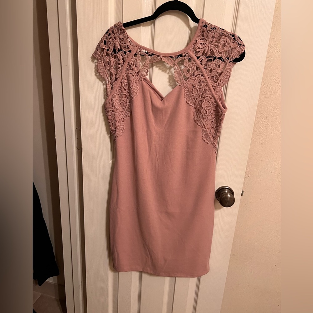 pink lace dress